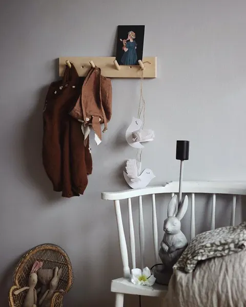 Home interior with wall storage and a chair