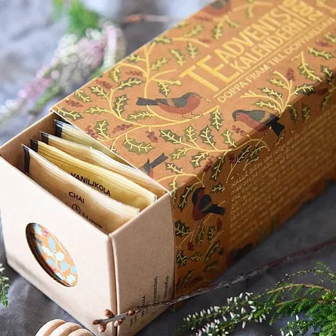 Open tea advent calendar with tea sachets