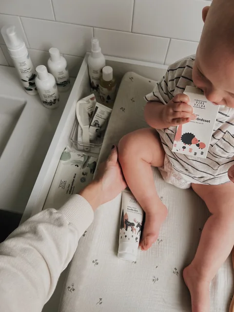Baby-care products during an everyday routine