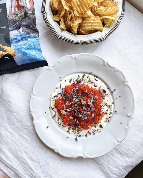 Estrella snacks served in bowls on a table