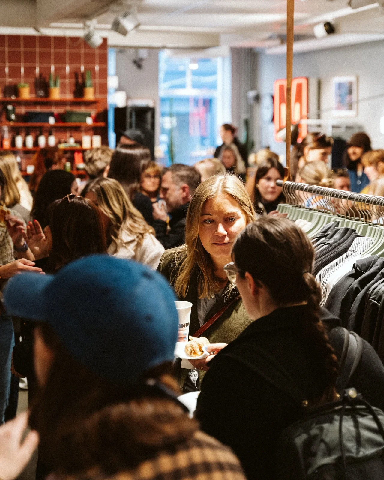 Guests gathering in Grandpa Store for breakfast.