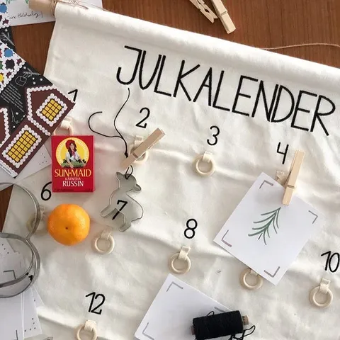 Fabric advent calendar with small gifts